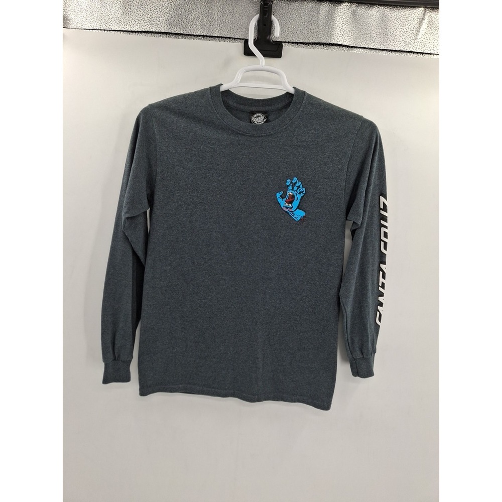 Santa Cruz SCREAMING HAND LONG SLEEVE Skateboard Small T Shirt DARK HEATHER